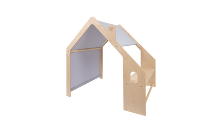 Wooden House with Blue Roof