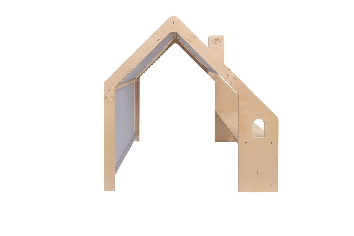 Wooden House with Blue Roof