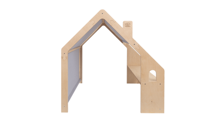Wooden House with Blue Roof