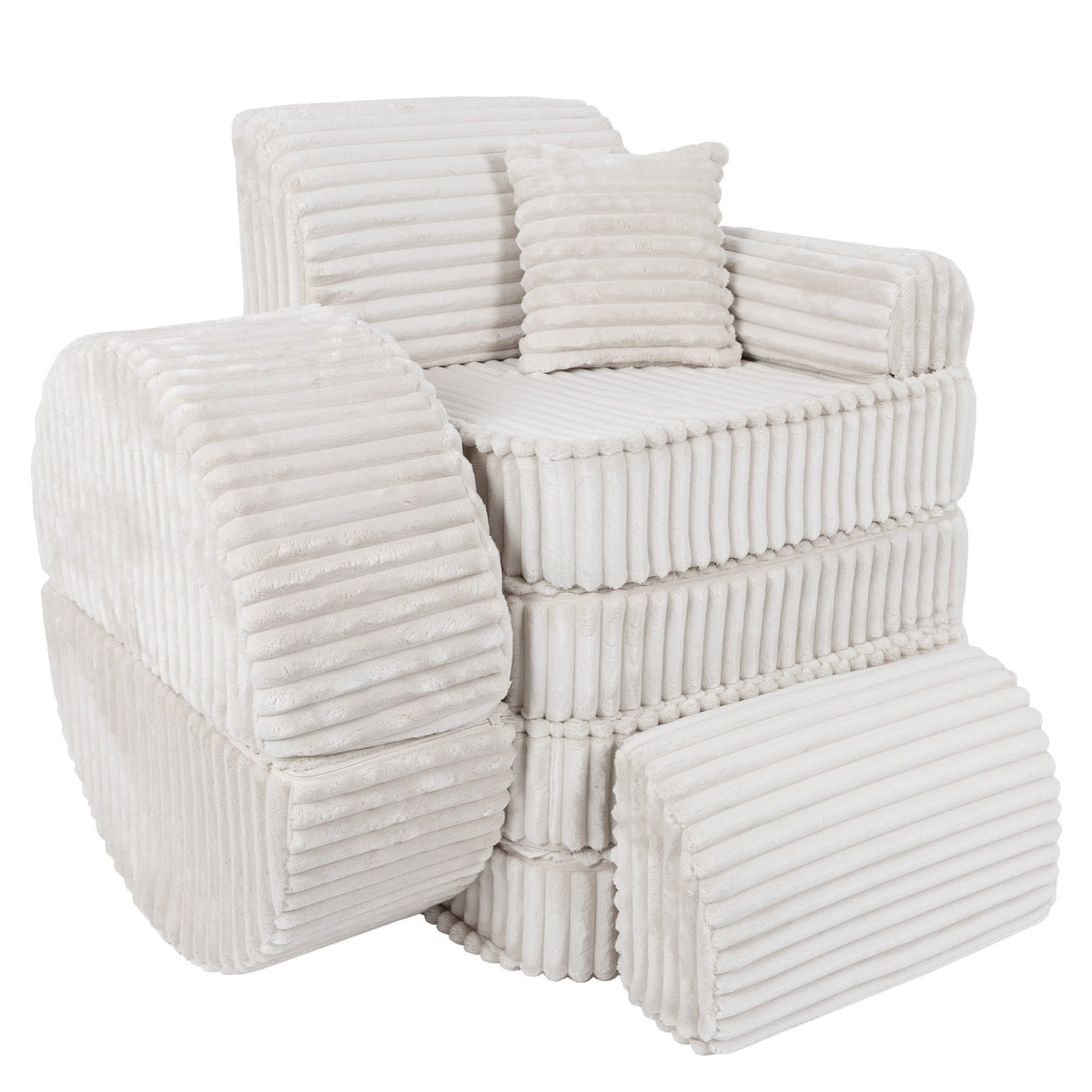 Churros Pocket Max Kids Sofa, Cotton Candy White