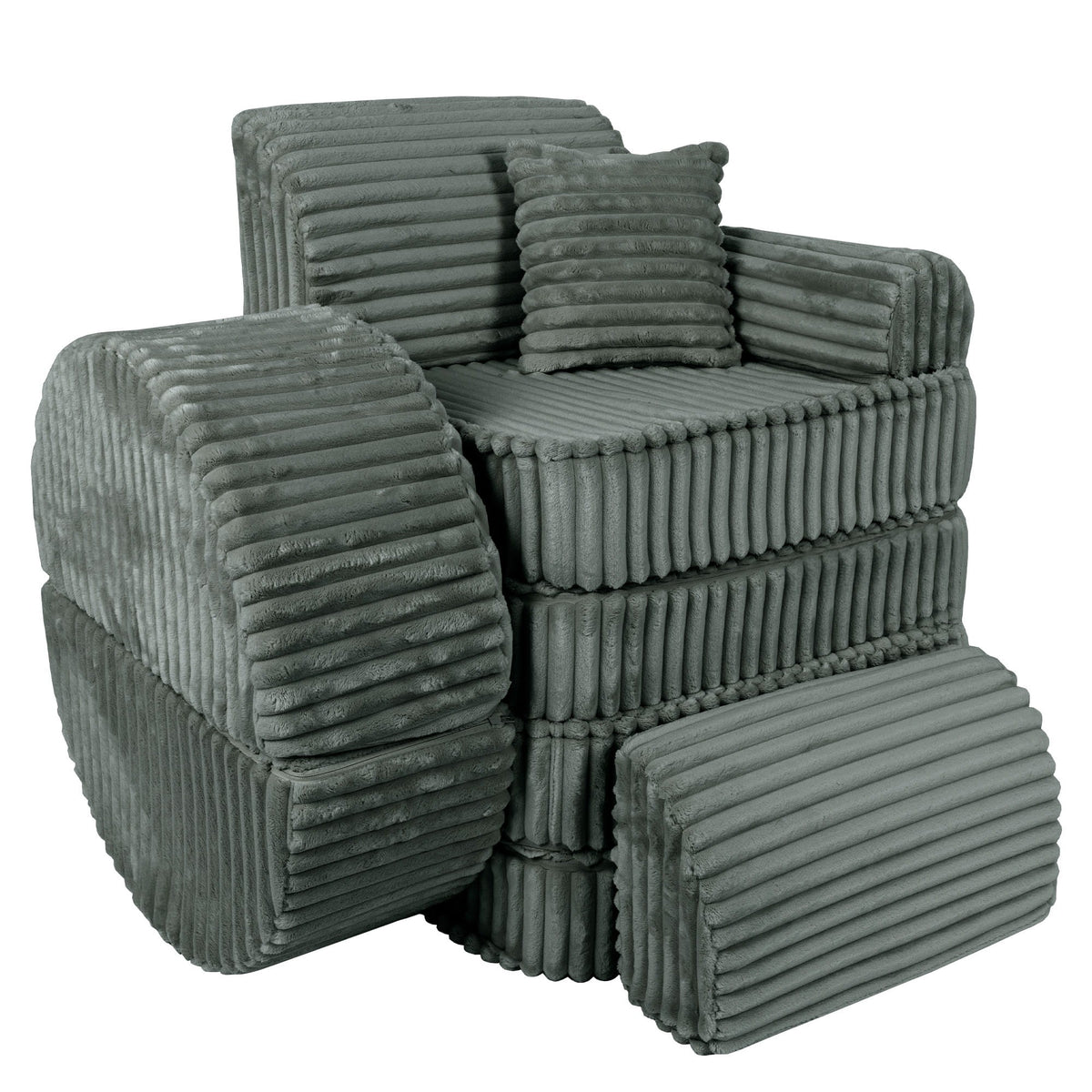 Churros Pocket Max Kids Sofa, Pine Forest Green