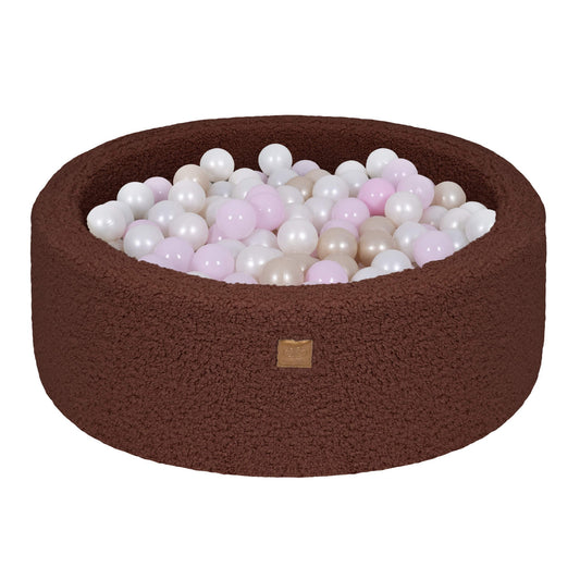 Bearly Round Ball Pit with 200 Balls, 90x30cm, Dark Brown