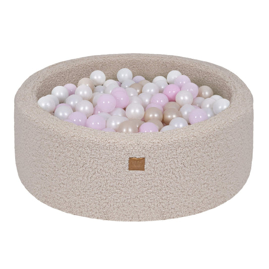 Bearly Round Ball Pit with 200 Balls, 90x30cm, Light Grey