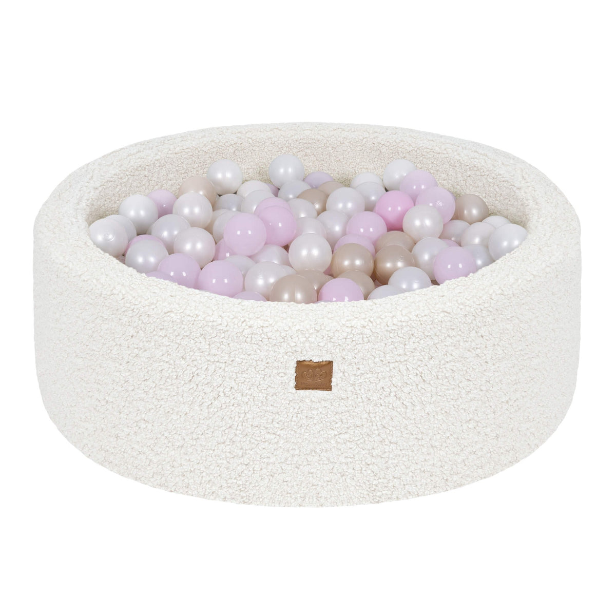 Bearly Round Ball Pit with 200 Balls, 90x30cm, Off White