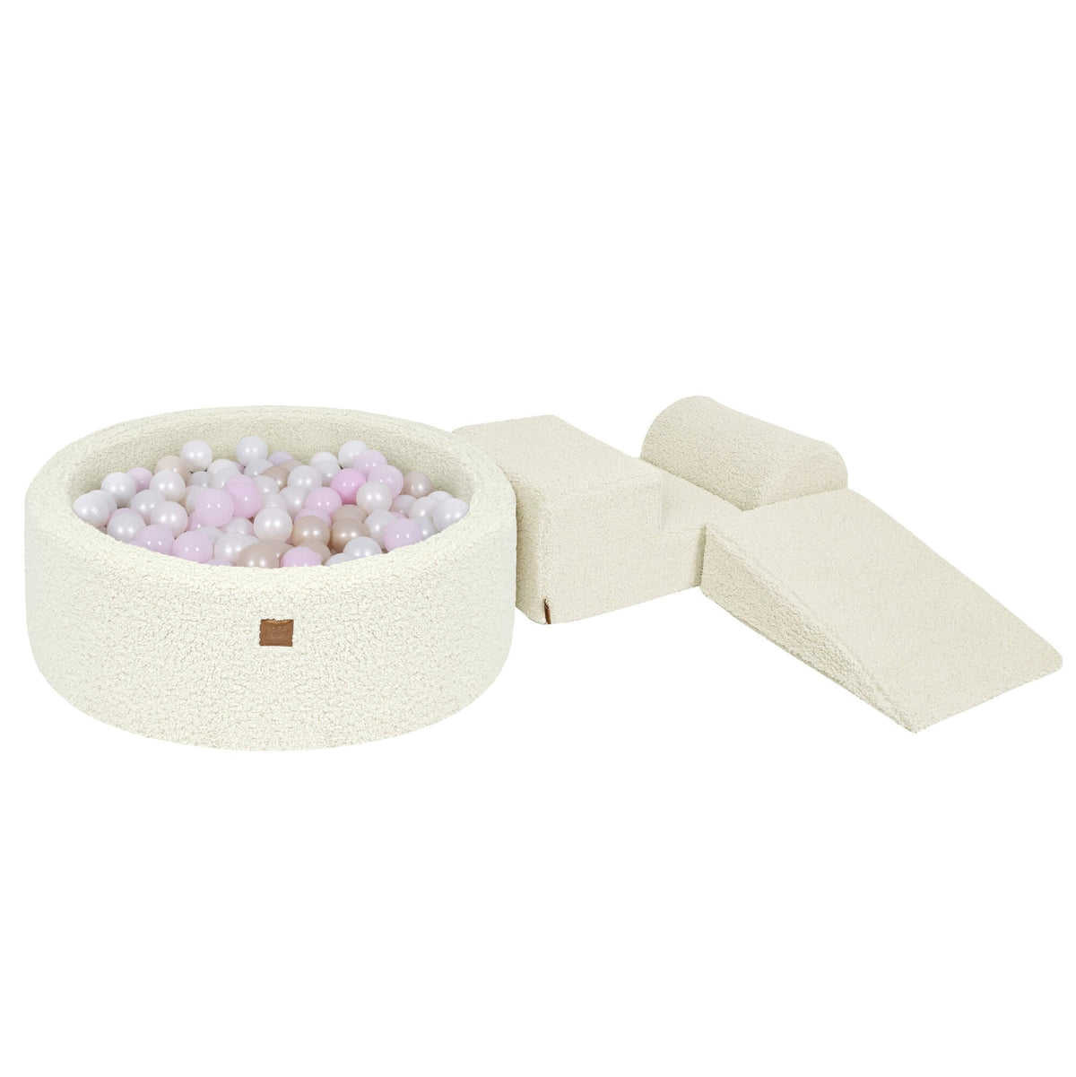 Bearly Foam 3 Elements Playset with Ball Pit 90x30cm with 200 Balls, Cream: White, Gold, Beige, Transparent