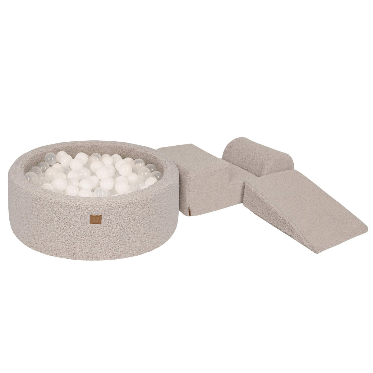 Bearly Foam 3 Elements Playset with Ball Pit 90x30cm with 200 Balls, Light Grey: Transparent, White