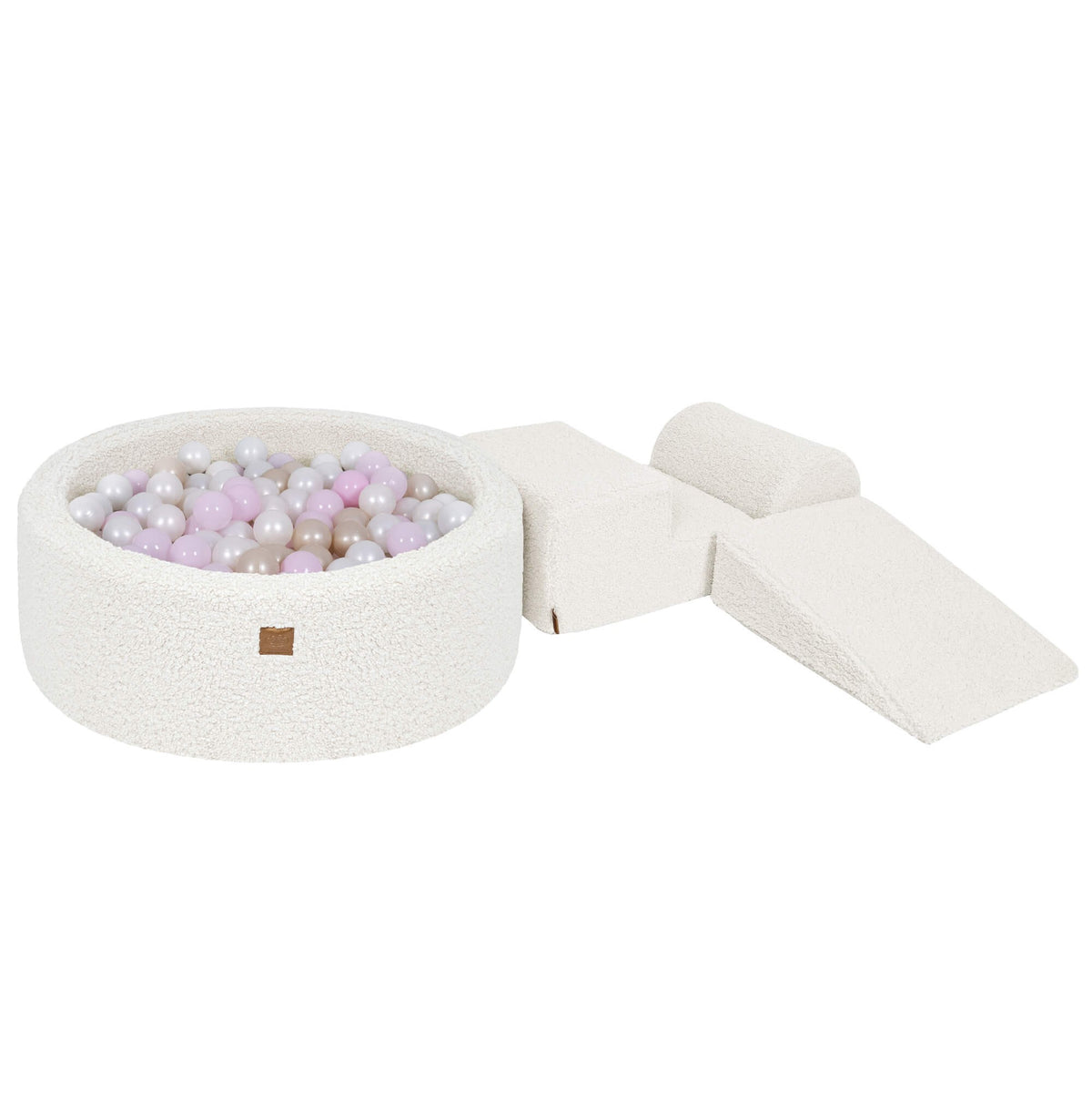 Bearly Foam 3 Elements Playset with Ball Pit 90x30cm with 200 Balls, Off White: White Pearl, Light Pink Pearl, Light Gold Pearl