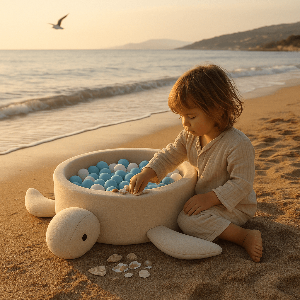 Boucle Turtle Ball Pit without Balls, 90x30cm, Dusty Ice Blue