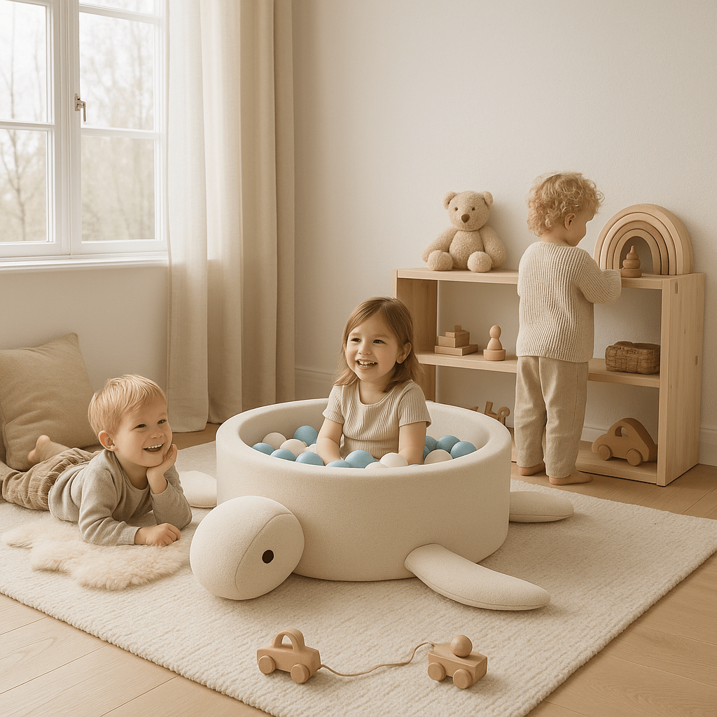 Boucle Turtle Ball Pit without Balls, 90x30cm, Dusty Ice Blue