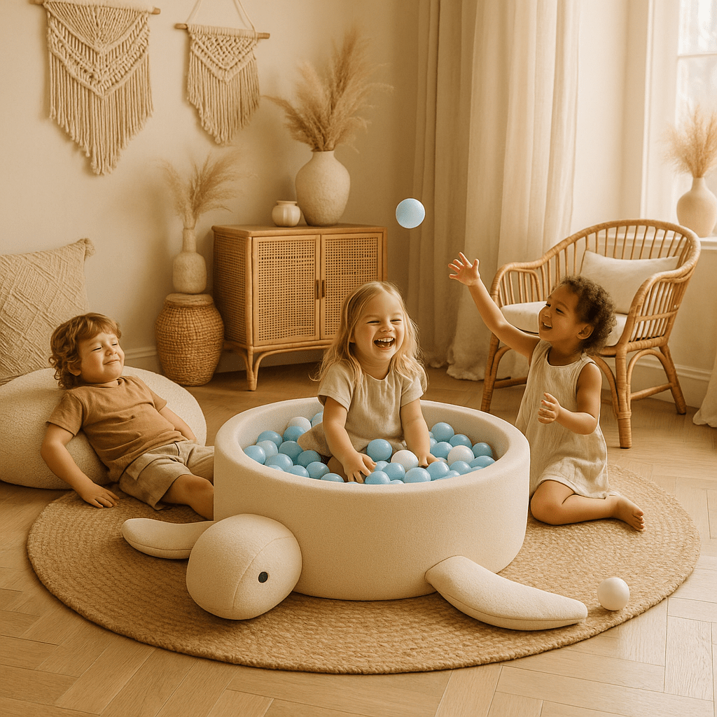 Boucle Turtle Ball Pit without Balls, 90x30cm, Dusty Ice Blue