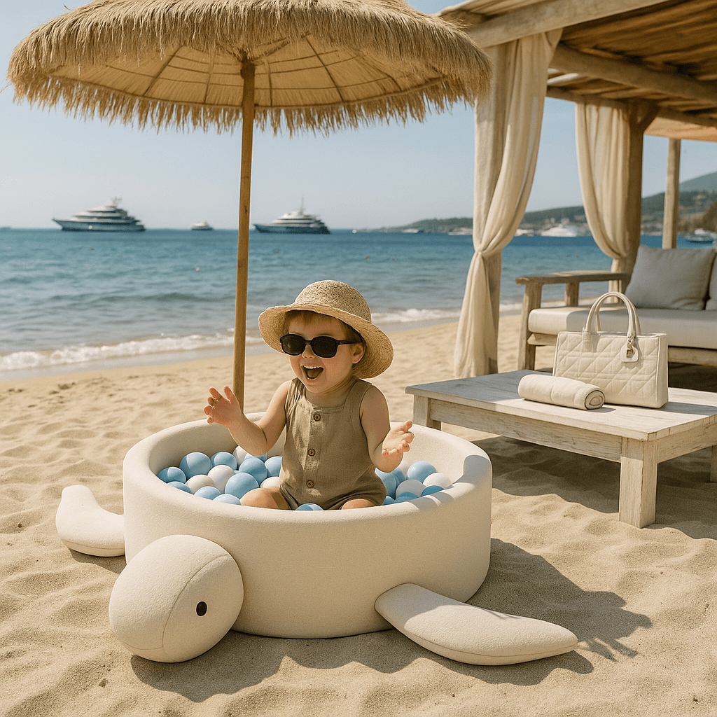 Boucle Turtle Ball Pit without Balls, 90x30cm, Oat Biscuit Beige