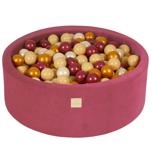 Velvet Ball Pit 90x30cm with 200 Balls Raspberry Red