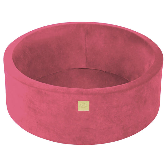 Velvet Round Ball Pit without Balls, 90x30cm, Raspberry Red