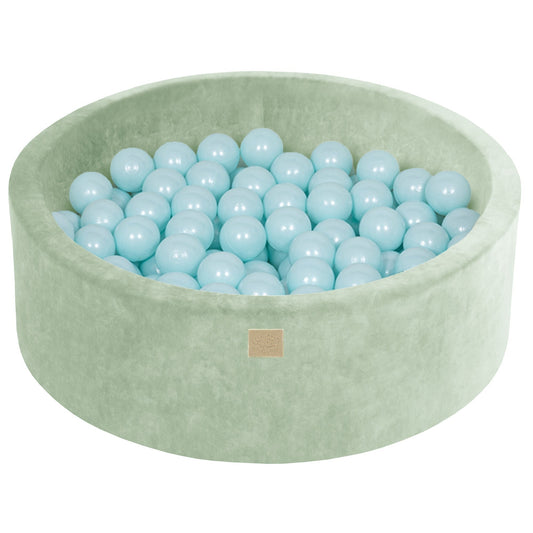 Velvet Ball Pit 90x30cm with 200 Balls Sage Green