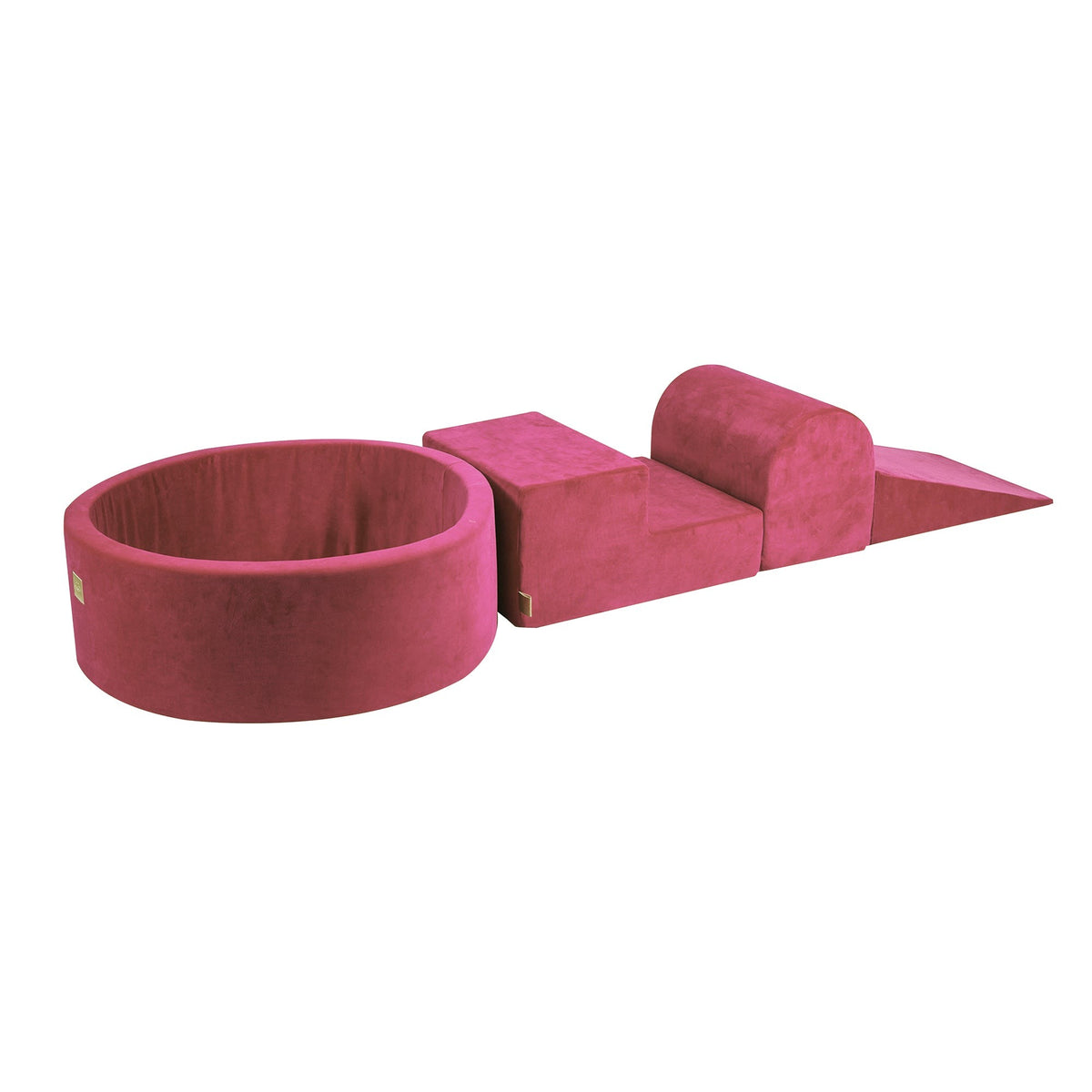 Velvet Foam 3 Elements Playset with Ball Pit 90x30cm, Rasbery Red without Balls