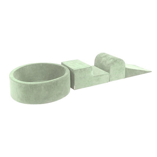 Velvet Foam 3 Elements Playset with Ball Pit 90x30cm, Sage Green without Balls