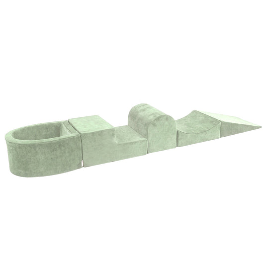 Velvet Foam Playset with Small Ball Pit, Sagre Green, without Balls