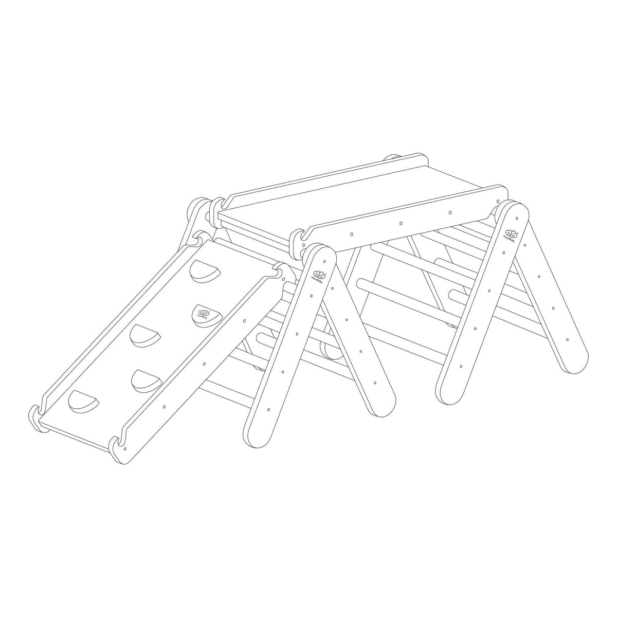Climbing Triangle for Children with Slide and Climbing Frame, Set White