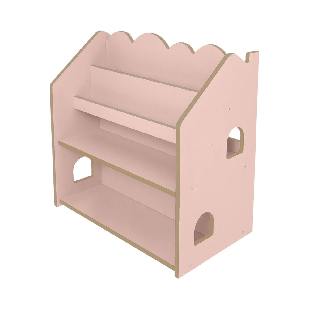 Montessori Bookcase– MDF House Bookshelf Color Powder-Pink