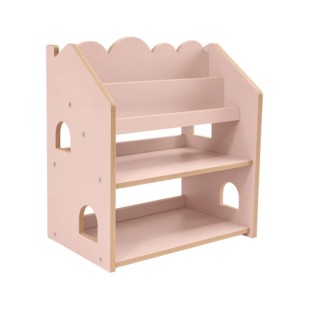 Montessori Bookcase– MDF House Bookshelf Color Powder-Pink