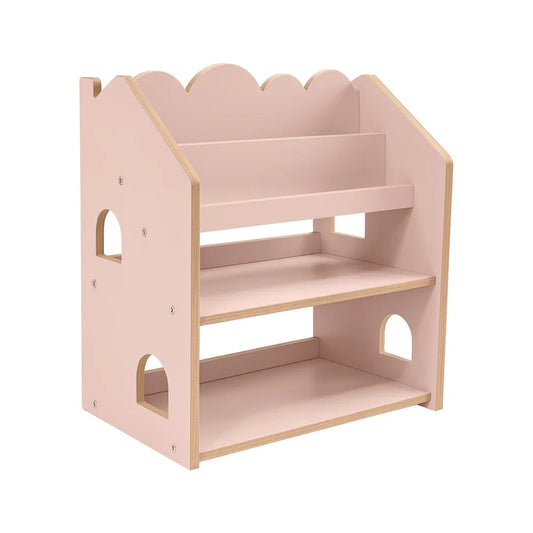 Montessori Bookcase– MDF House Bookshelf Color Powder-Pink