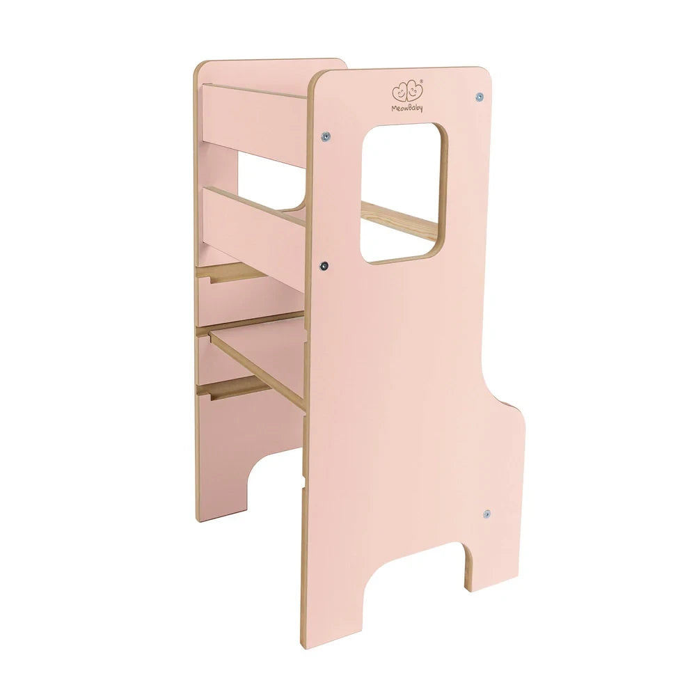 Toddler Kitchen Tower MDF | Wooden Pink