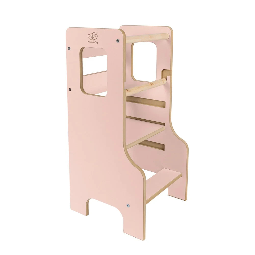 Toddler Kitchen Tower MDF | Wooden Pink