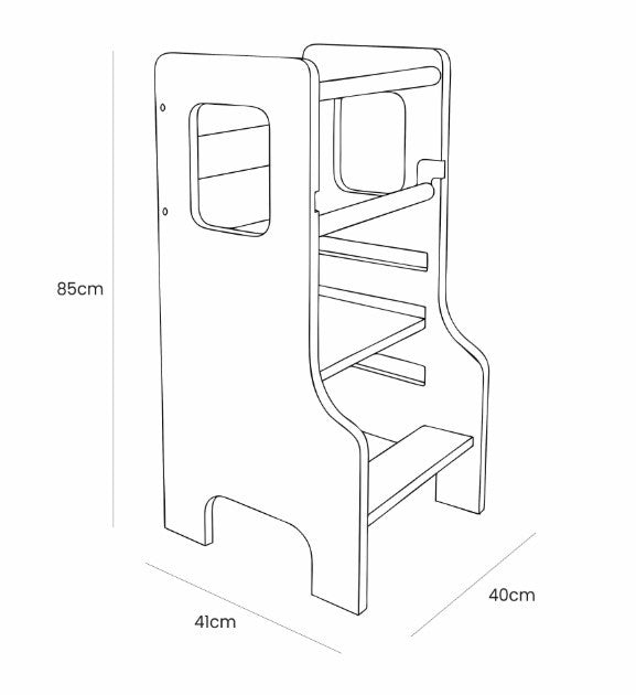 Toddler Kitchen Tower MDF | Wooden Beige