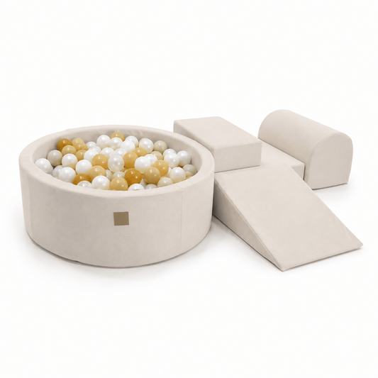 Outzy Foam 3 Elements Playset with Ball Pit 90x30cm, without Balls, Oat Blush Beige