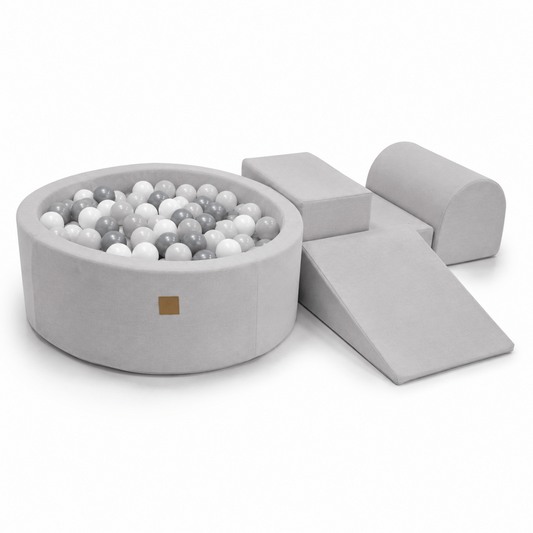 Outzy Foam 3 Elements Playset with Ball Pit 90x30cm, without Balls, Feather Fog Gray