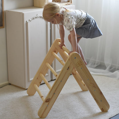 A House For Children With A Ladder 60x61 Cm Folding Into The Room. Wood, Linen, Viscose, A Pink House, Natural Ladder