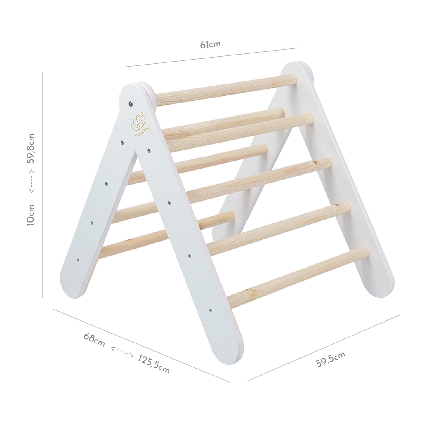 Ladder 60x61cm, Slide Climbing Wall 2in1, Children's Set, Wooden, White