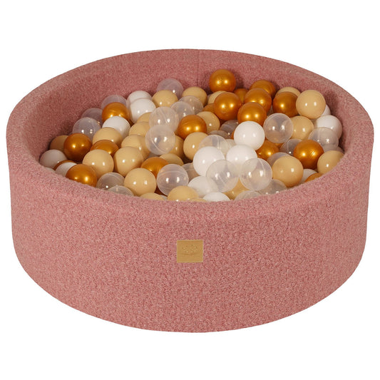 Round Ball Pit With 200 Balls, 90x30cm, Pink, Boucle