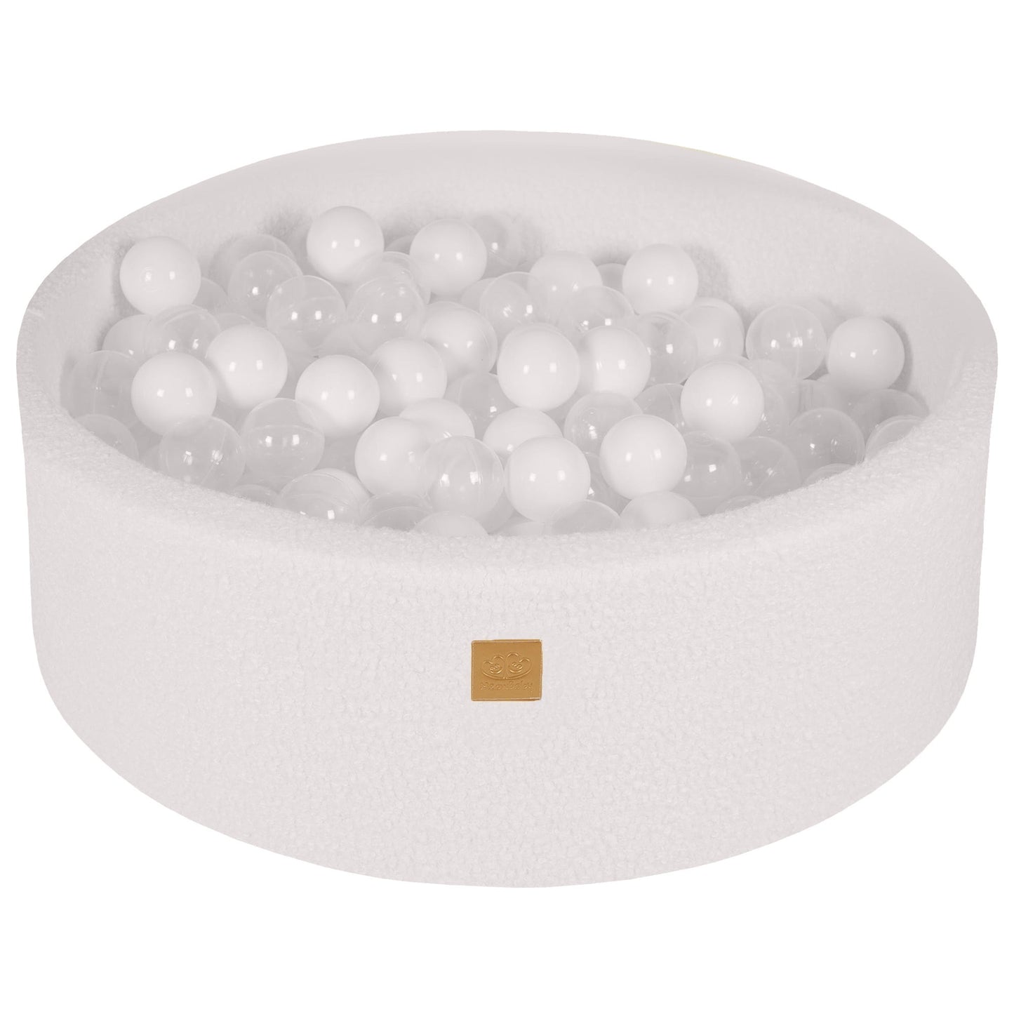 Round Ball Pit With 200 Balls, 90x30cm, White, Boucle