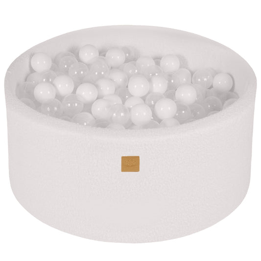 Round Ball Pit With 300 Balls, 90x40cm, White, Boucle