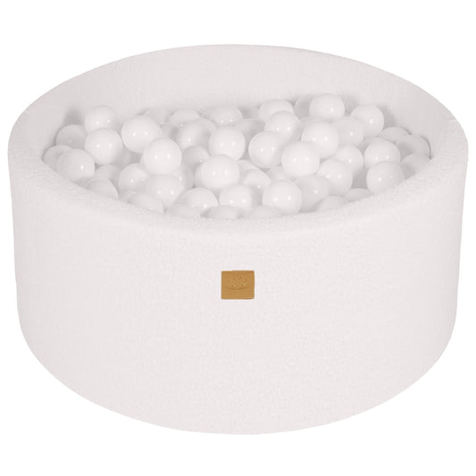 Round Ball Pit With 300 Balls, 90x40cm, White, Boucle