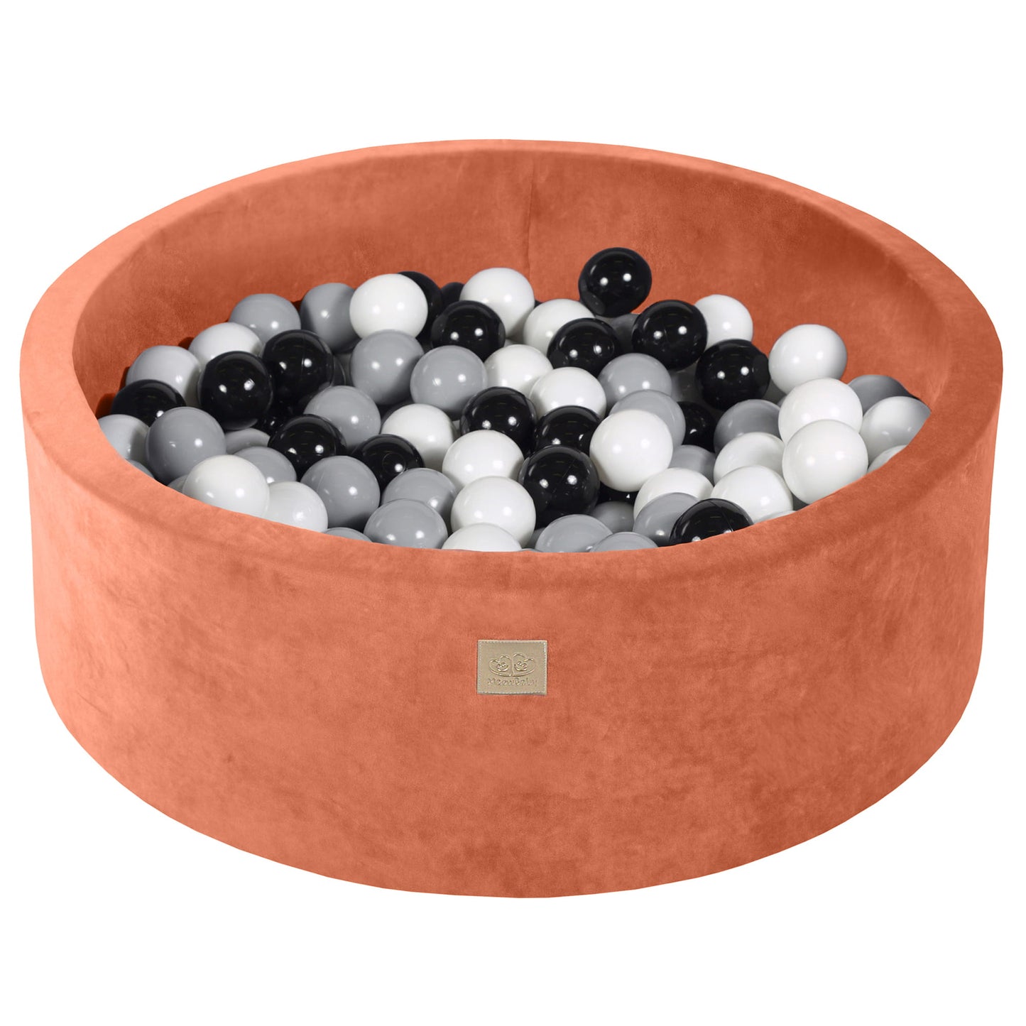 Round Ball Pit With 200 Balls, 90x30cm, Marsala Red, Velvet