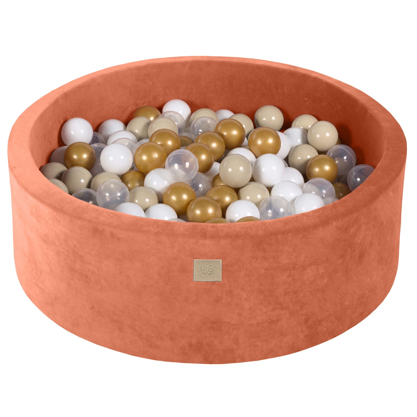 Round Ball Pit With 200 Balls, 90x30cm, Marsala Red, Velvet