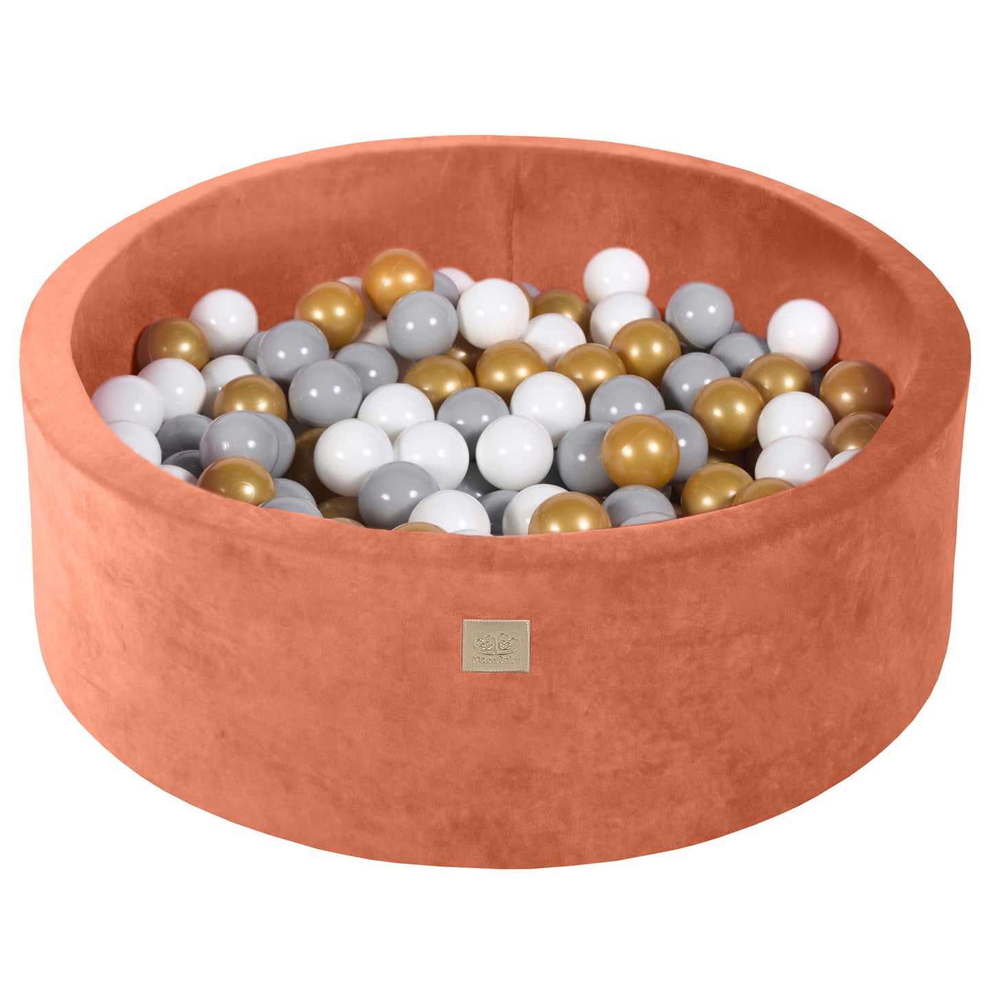 Round Ball Pit With 200 Balls, 90x30cm, Marsala Red, Velvet