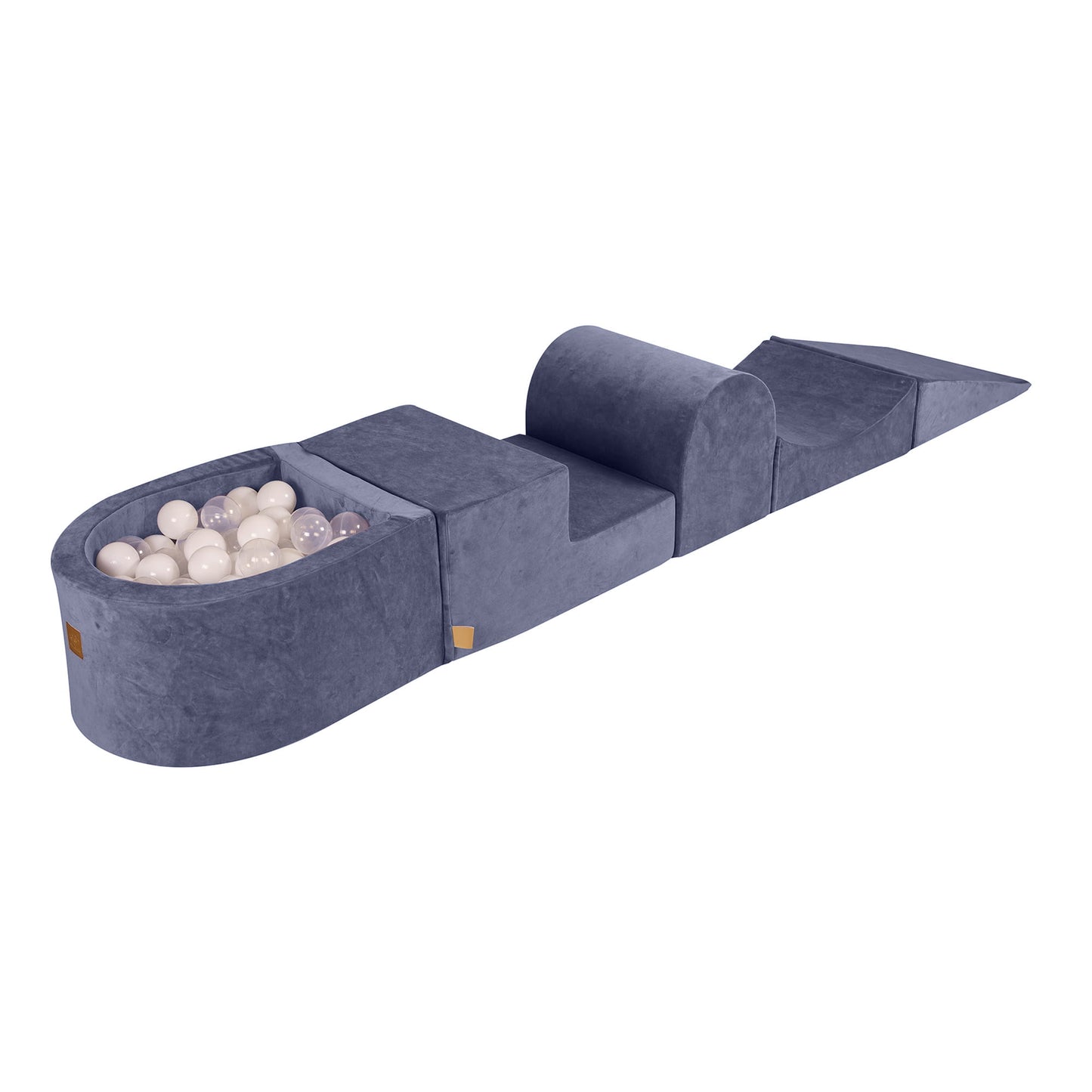 Foam Playset With Small Ball Pit Playground For Children With 100 Balls Certified, Velvet, Grey Blue: White/Transparent