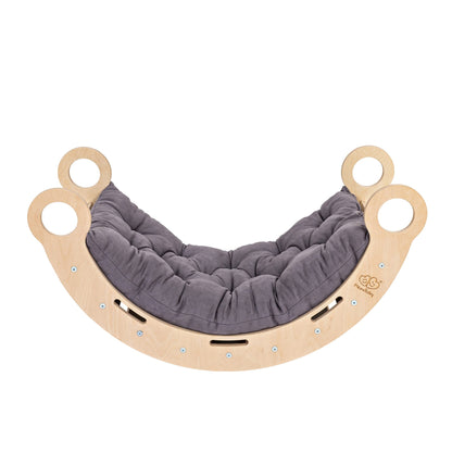 Small Dream Rocker Classic Wood With Grey Pillow