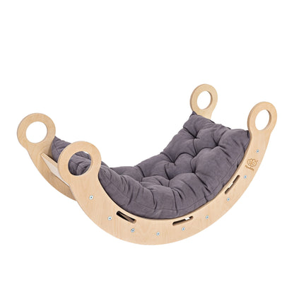 Large Dream Rocker Classic Wood With Grey Pillow