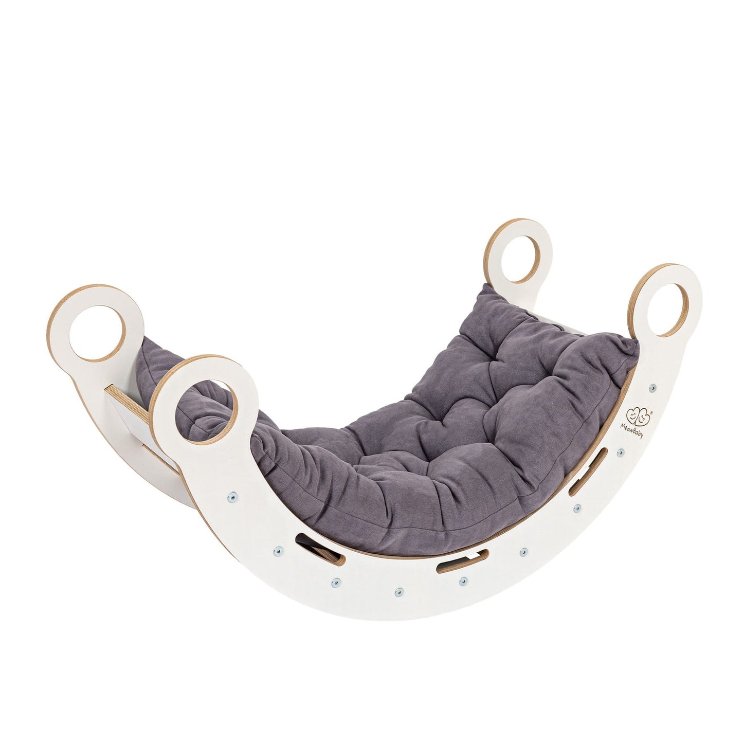 Medium Dream Rocker White Wood With Grey Pillow