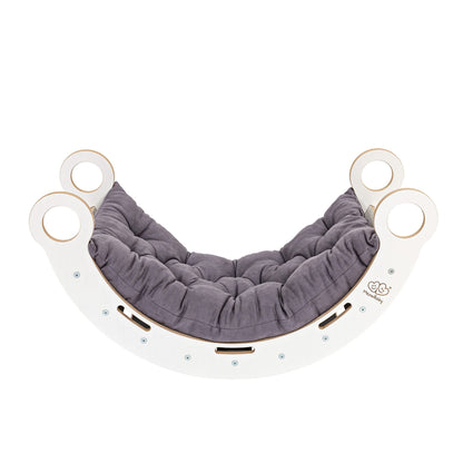 Medium Dream Rocker White Wood & Slide With Grey Pillow