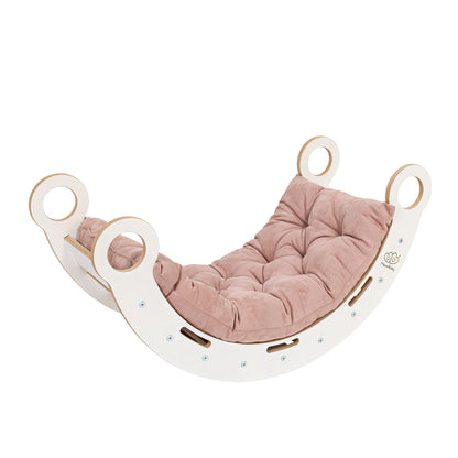 Medium Dream Rocker White Wood & Slide & Ladder With Pink Pillow