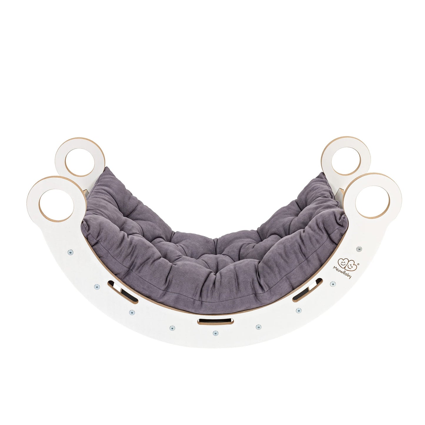 Large Dream Rocker White Wood & Slide With Grey Pillow