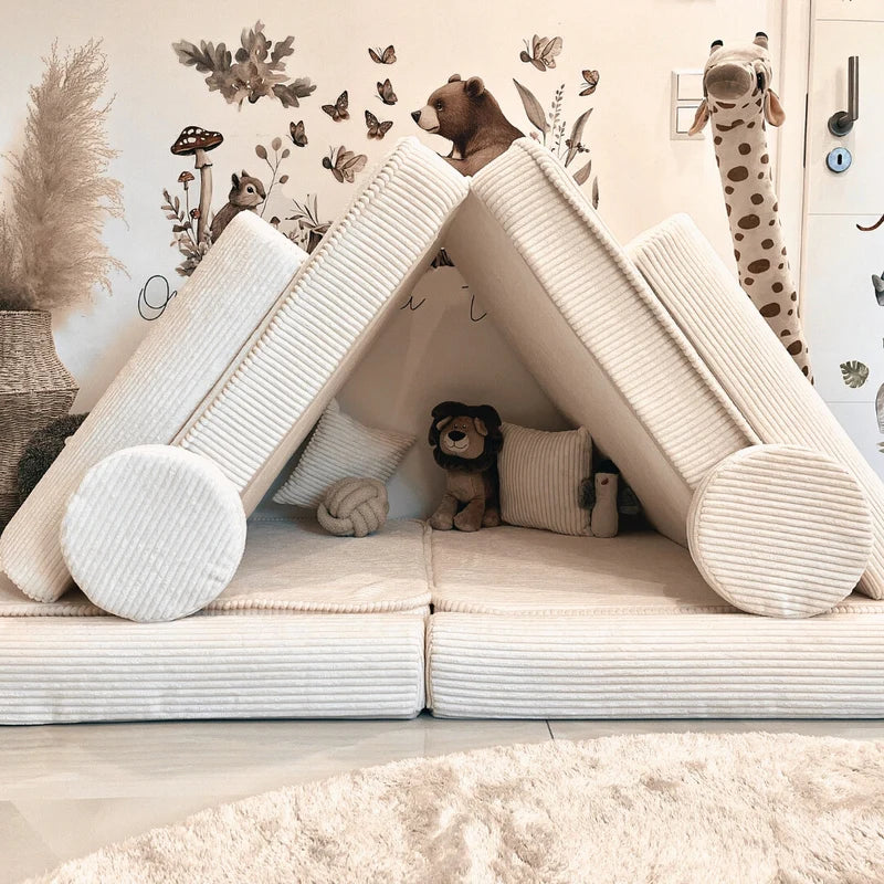 Corduroy Kids' Sofa Ecru in a family living room