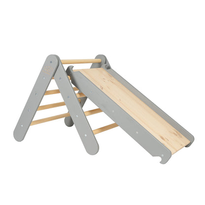 Slide-Climbing Wall 2in1, Wooden, Grey