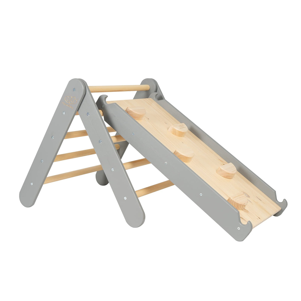 Slide-Climbing Wall 2in1, Wooden, Grey