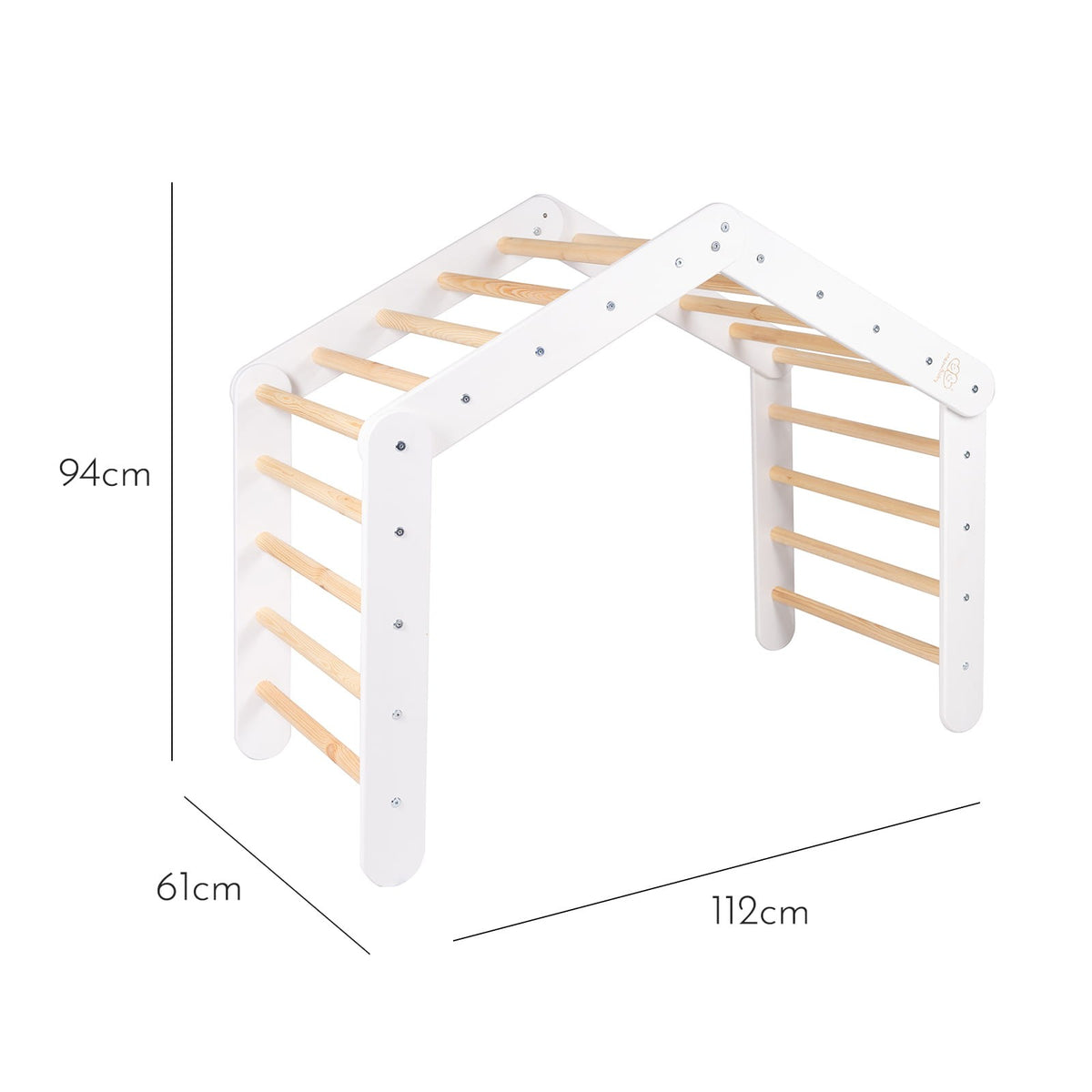 Wooden Large Pikler 112x61x94 for Children Climbing Triangle for Kids, White